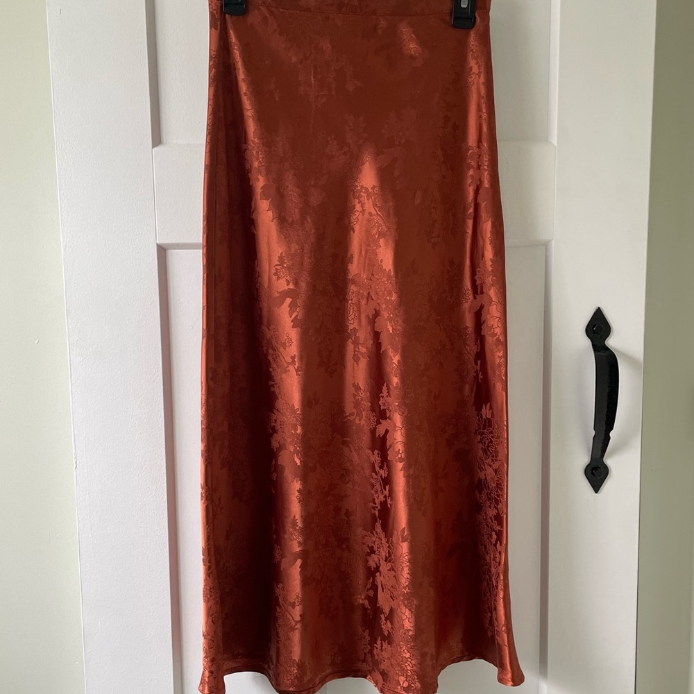 Forever 21 Burnt Orange Floral Maxi Skirt